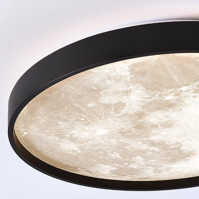 Modern Minimalist Moon Round Iron Acrylic LED Flush Mount Ceiling Light for Living Room