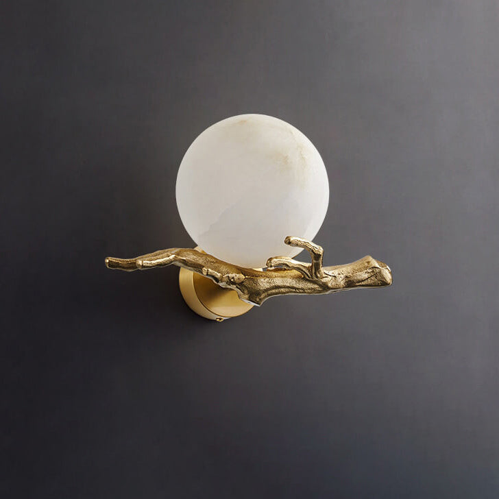 Creative Luxury Brass Lucite Tree Branch 1-Light Wall Sconce Lamp