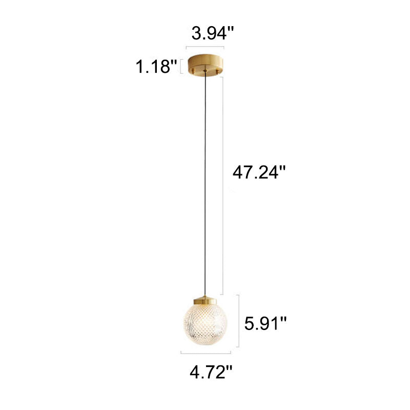 Moderne Luxus-Pendelleuchte aus kugelförmigem Messing mit 1 Leuchte 