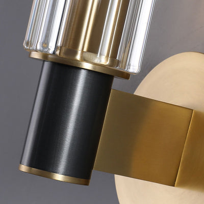 Modern Luxury Glass Cylinder Brass 1/2 Light Wall Sconce Lamp