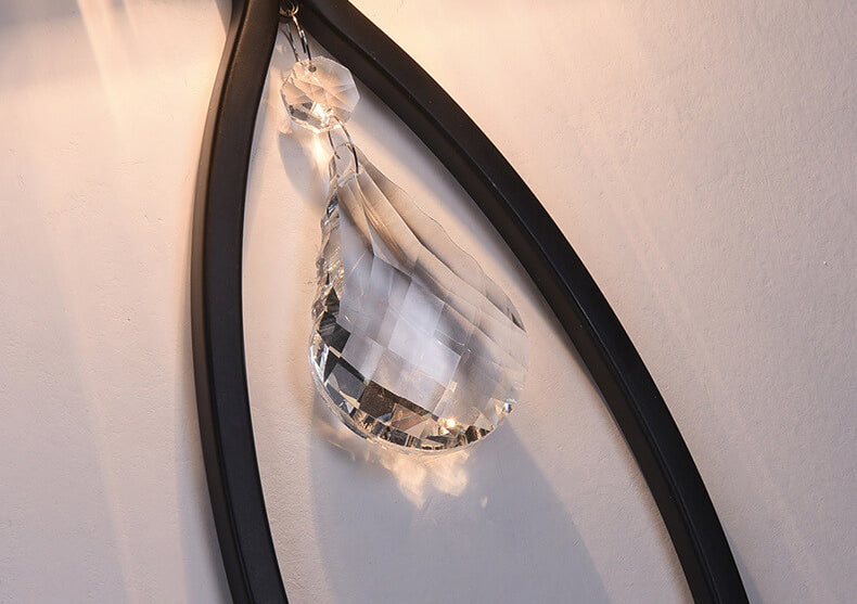 Aplique de pared de 2 luces con lámpara de anillo ovalado de media columna de cristal moderno de lujo 