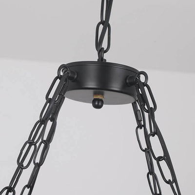 Northern Retro Industrial Wrought Iron Hemp Rope 4-Light Chandelier