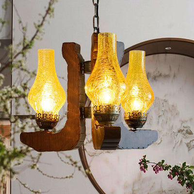 Industrial Solid Wood Antique Design 3-Light Chandelier