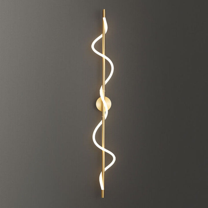Modern Minimalist Copper-Plated Iron Twist Curve Long Bar Copper LED Wall Sconce Lamp For Living Room