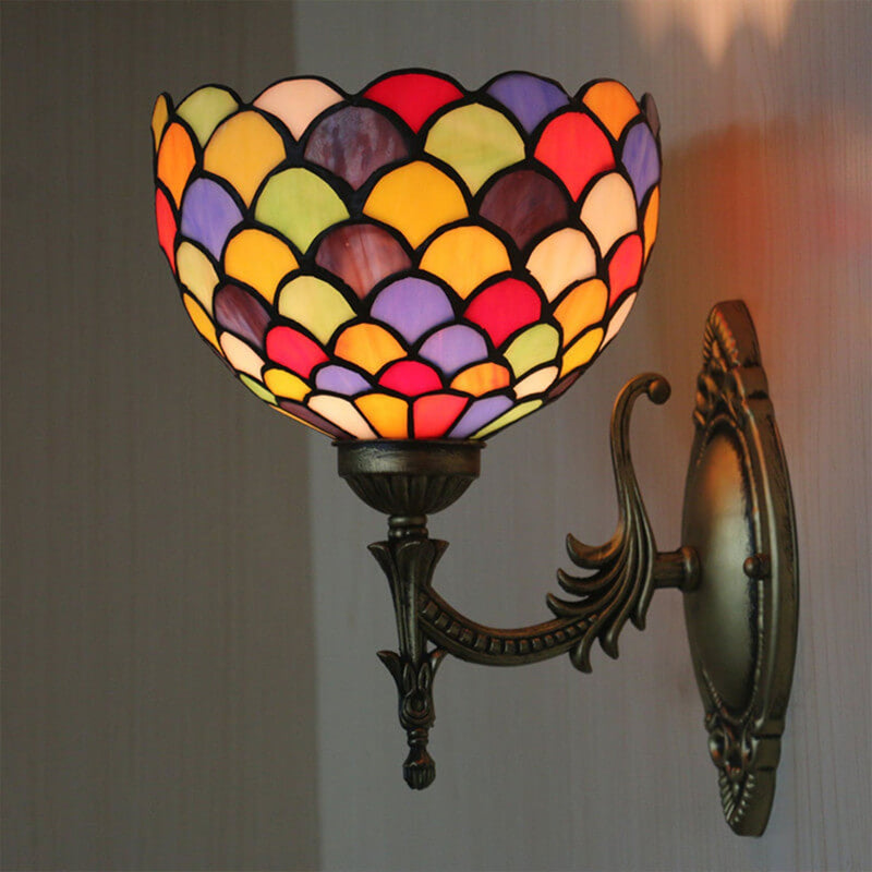 Tiffany Stained Dot Glass 1-Light Wall Sconce Lamp