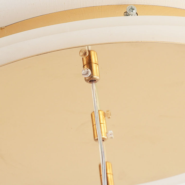 Moderner luxuriöser LED-Kronleuchter aus Acryl und Eisen mit Kugeln und geschwungener Form für das Wohnzimmer 