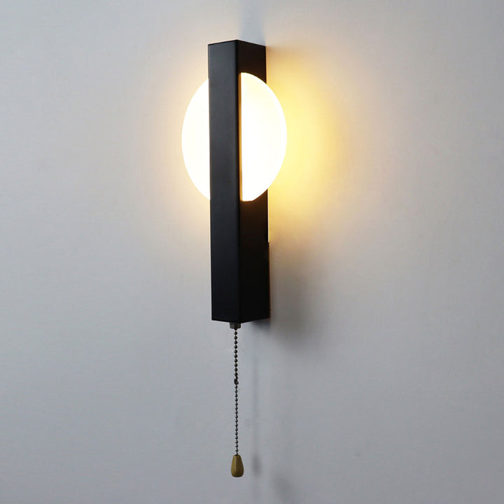 Applique murale LED avec interrupteur à tirette en fer forgé simple nordique et acrylique 