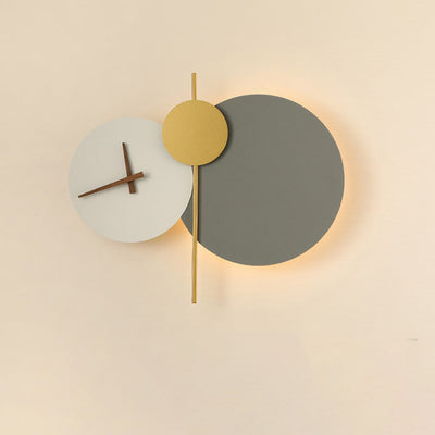 Modern Minimalist Round Iron Acrylic LED Clock Wall Sconce Lamp