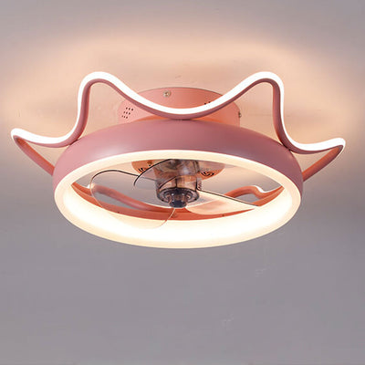 Nordic Light Luxury Round Wrought Iron LED Flush Mount Ceiling Fan Light