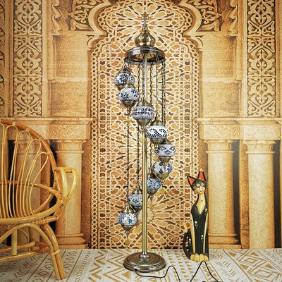 Retro Turkish Moroccan Globe 9-Light Standing Floor Lamp