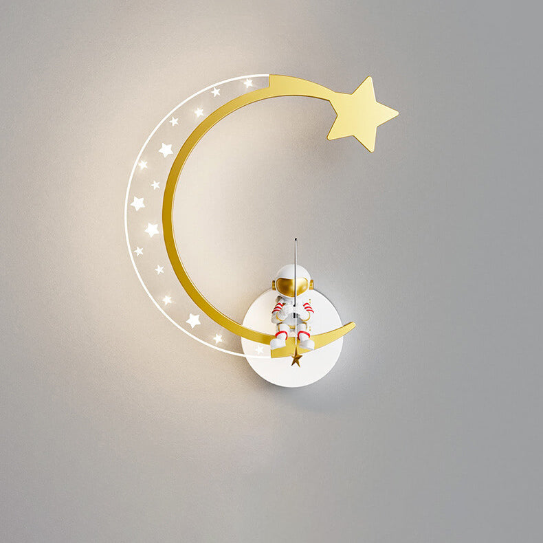 Kreative Cartoon Astronaut Star Moon Kids LED Wandleuchte Lampe