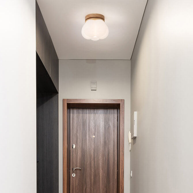 Moderne Creme Wolke Holz Rotomolding 1-Licht Deckenleuchte mit halber Einbauleuchte 