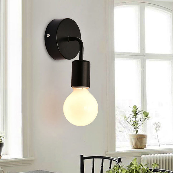 Lámpara Aplique de Pared de 1 Luz de Madera Curvada de Hierro de Simplicidad Moderna para Dormitorio 