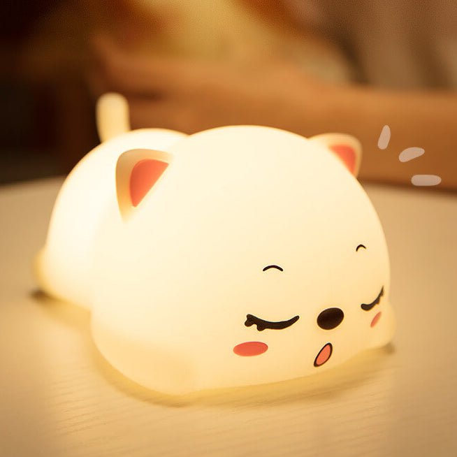 Creative Lovely Cat Silicone Pat Remote Control LED Night Light Table Lamp