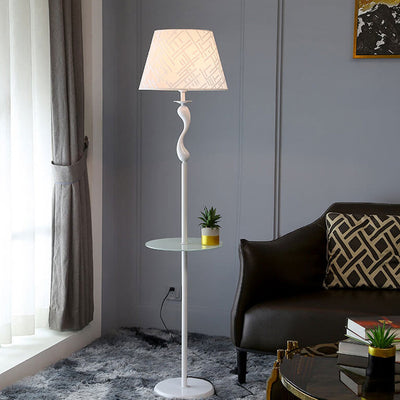 Modern Simple Linen Fabric Dome Iron 1-Light Standing Floor Lamp