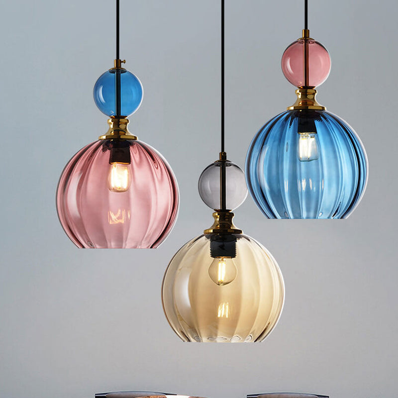 Danish Creative Stripes Glass Round 1/3 Light Chandelier