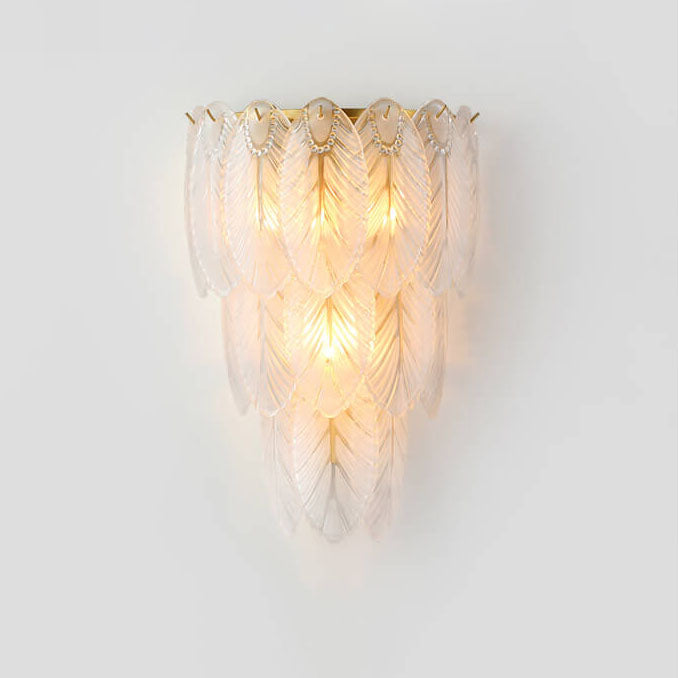 European Light Luxury Feather Iron Glass 2/3-Light Wall Sconce Lamp