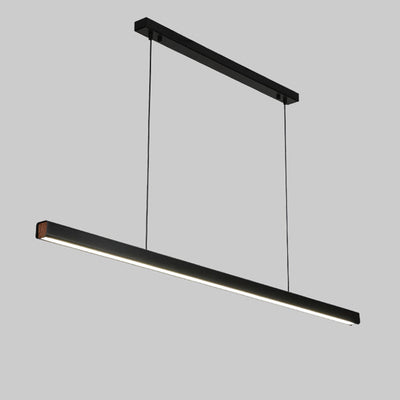 Modern Minimalist Walnut Aluminum Straight Line LED Island Light Chandelier For Dining Room