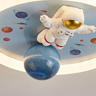 Cartoon Creative Space Astronaut Resin LED Flush Mount Ceiling Light