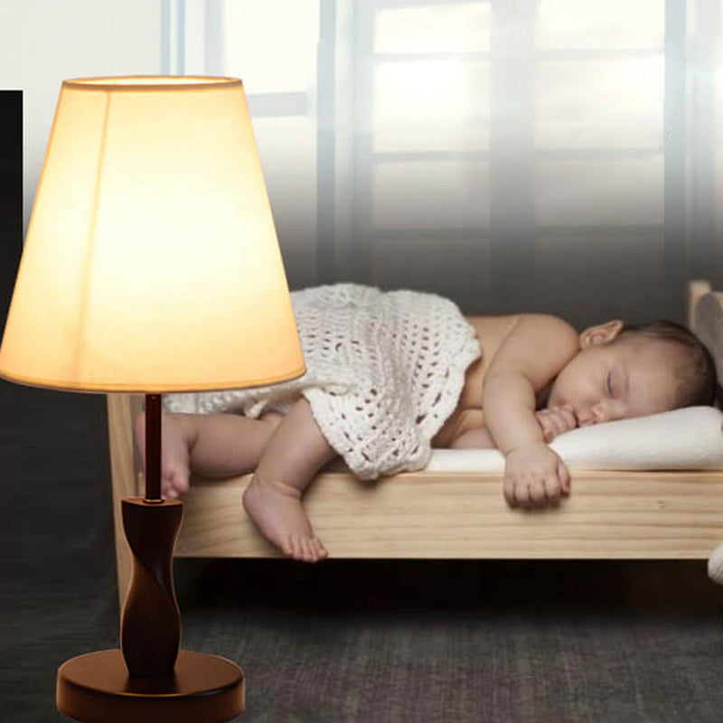 Modern Minimalist Solid Wood Fabric 1-Light Table Lamp