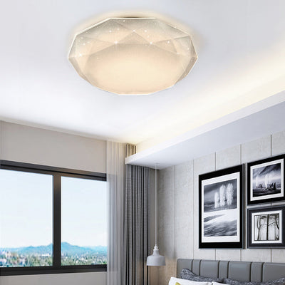 Contemporary Simplicity Geometric Starry Diamond Acrylic Shade LED Flush Mount Ceiling Light For Living Room