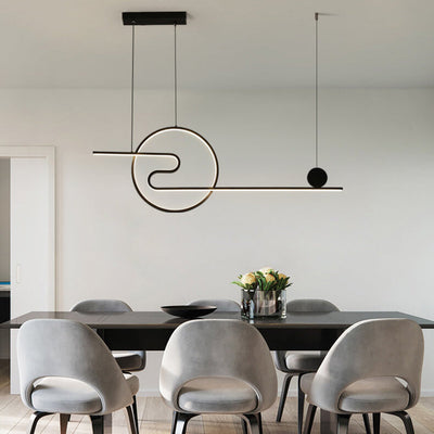 Nordic Minimalist Lines Round Island Light LED Chandelier