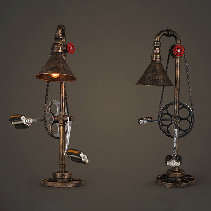 Zeitgenössische industrielle Tischleuchte aus Eisen, Zahnrad- und Rohrdesign, Metall, 1-flammig, für das Schlafzimmer 