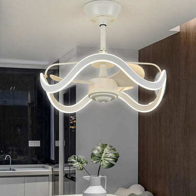 Modern Light Luxury Circular Inverter Silent Downrods Ceiling Fan Light