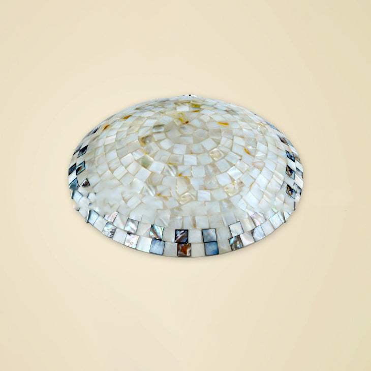 Traditionelle runde LED-Deckenleuchte im Tiffany-Mittelmeer-Mosaik-Muschel-Design für das Wohnzimmer 