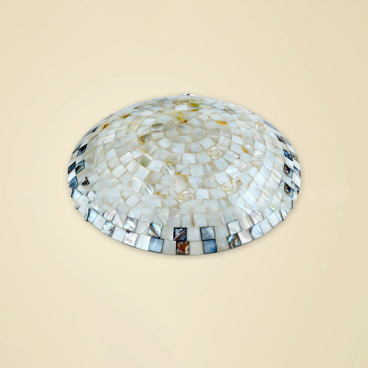 Traditionelle runde LED-Deckenleuchte im Tiffany-Mittelmeer-Mosaik-Muschel-Design für das Wohnzimmer 