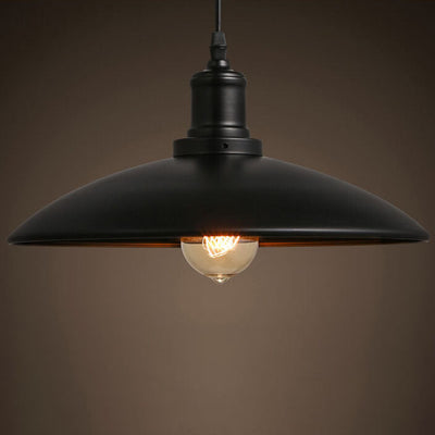 Industrial Vintage Iron Pot Lid 1-Light Loft Pendant Light