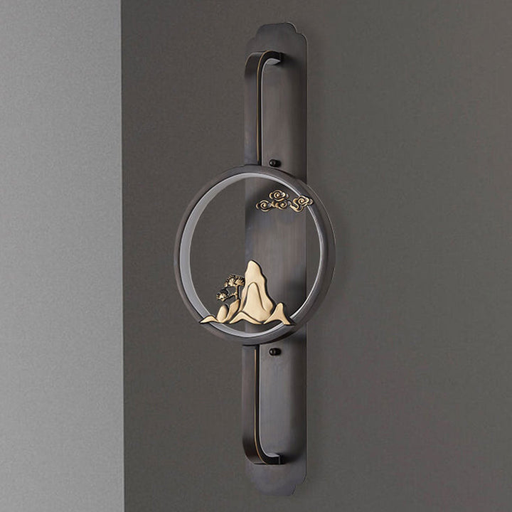 Retro Chinese Round Long Ring LED Wall Sconce Lamp