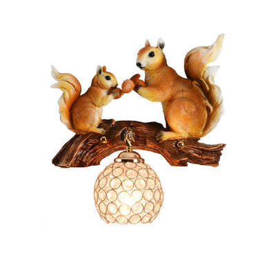 Creative Squirrel Nut Resin 1-Light Wall Sconce Lamp