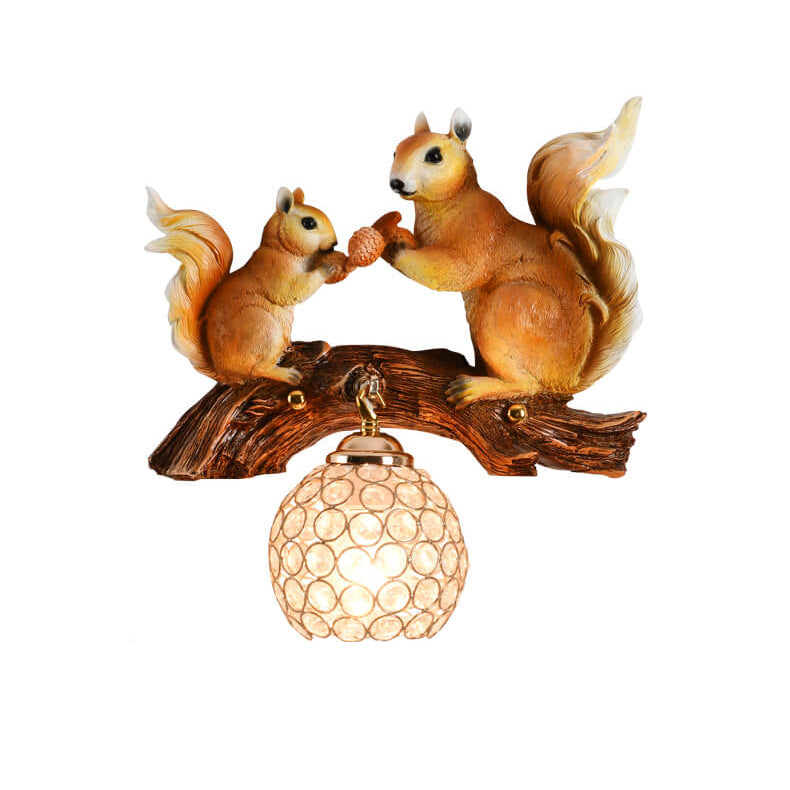 Creative Squirrel Nut Resin 1-Light Wall Sconce Lamp