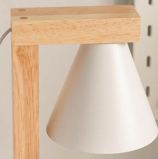 Moderne Minimalistische Kegel-Schirm Hardware Holz 1-Licht Schmelzwachs Tischlampe 