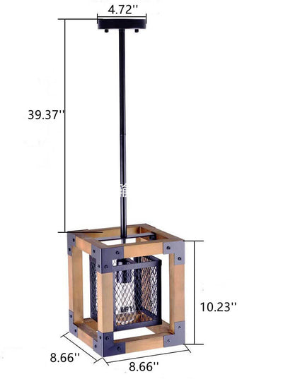 Quadratische 1-flammige quadratische Pendelleuchte aus Holz