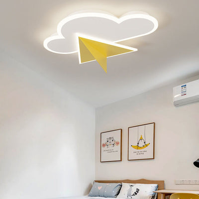 Creative Cartoon Clouds Airplane LED Kids Flush Mount Ceiling Light