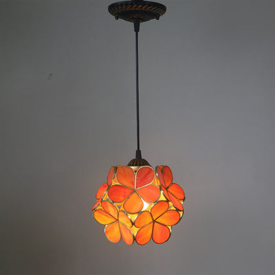 Vintage Stained Glass Petal 1-Light Pendant Light