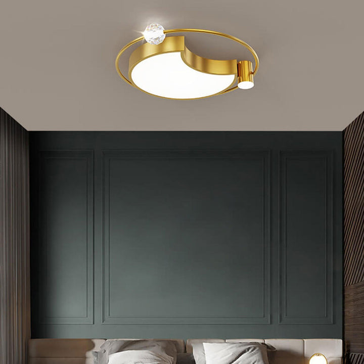 Plafonnier LED en cuivre avec cristaux en forme d&