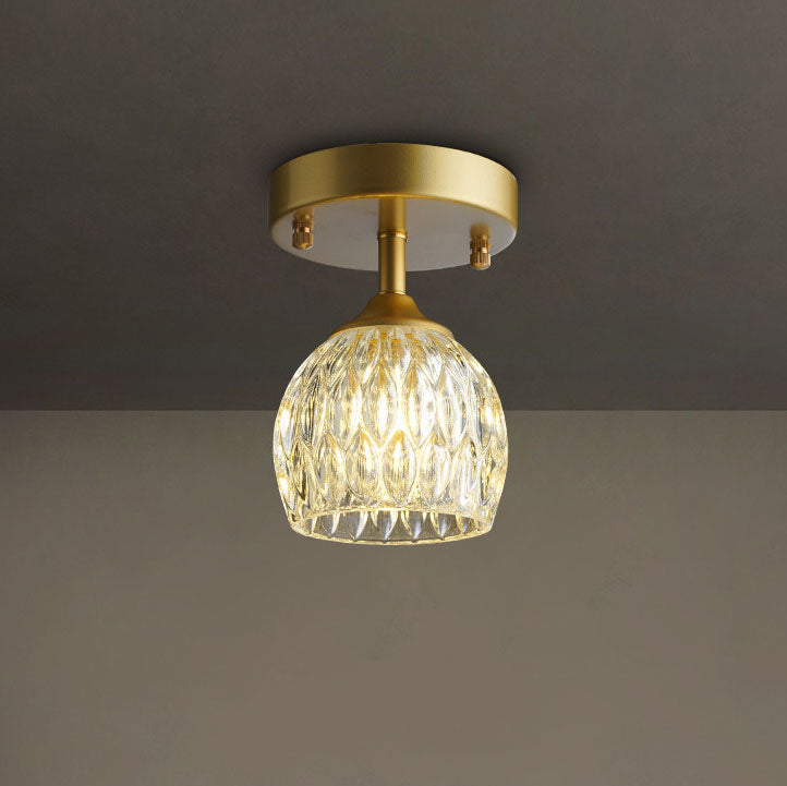 Luminaire semi-encastré à 1 lumière en verre et fer à tête ronde de luxe European Light 