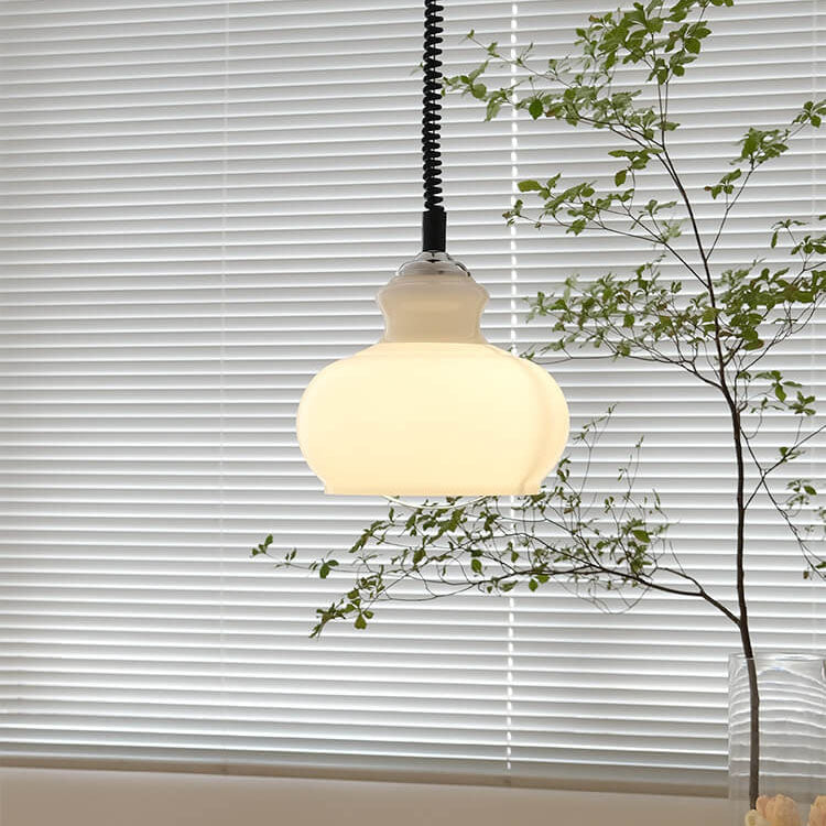 Contemporary Nordic Glass Iron Round Gourd 1-Light Pendant Light for Living Room