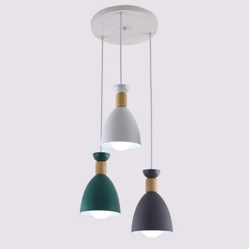 Nordic Simple Macaron Cone 3-Light Island Light Chandelier