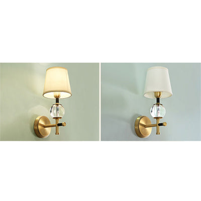 Modern American Brass Fabric 1/2 Light Wall Sconce Lamp