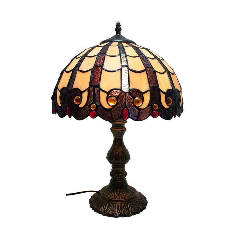 Vintage Tiffany Stained Glass Shade 1-Light Table Lamp
