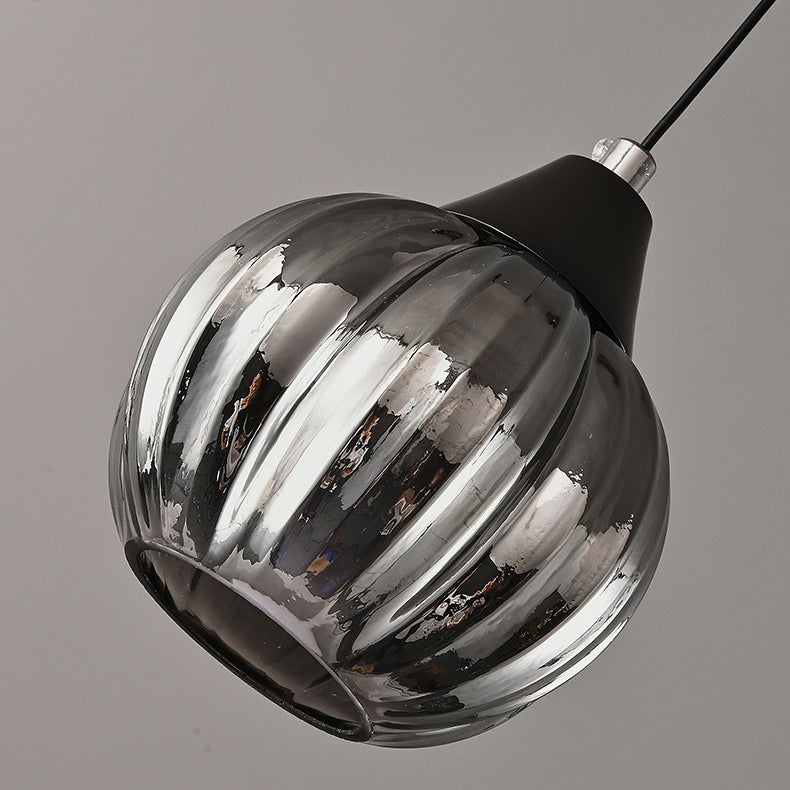 Italian Minimalist Glass Round Metal 1/2 Light Chandelier