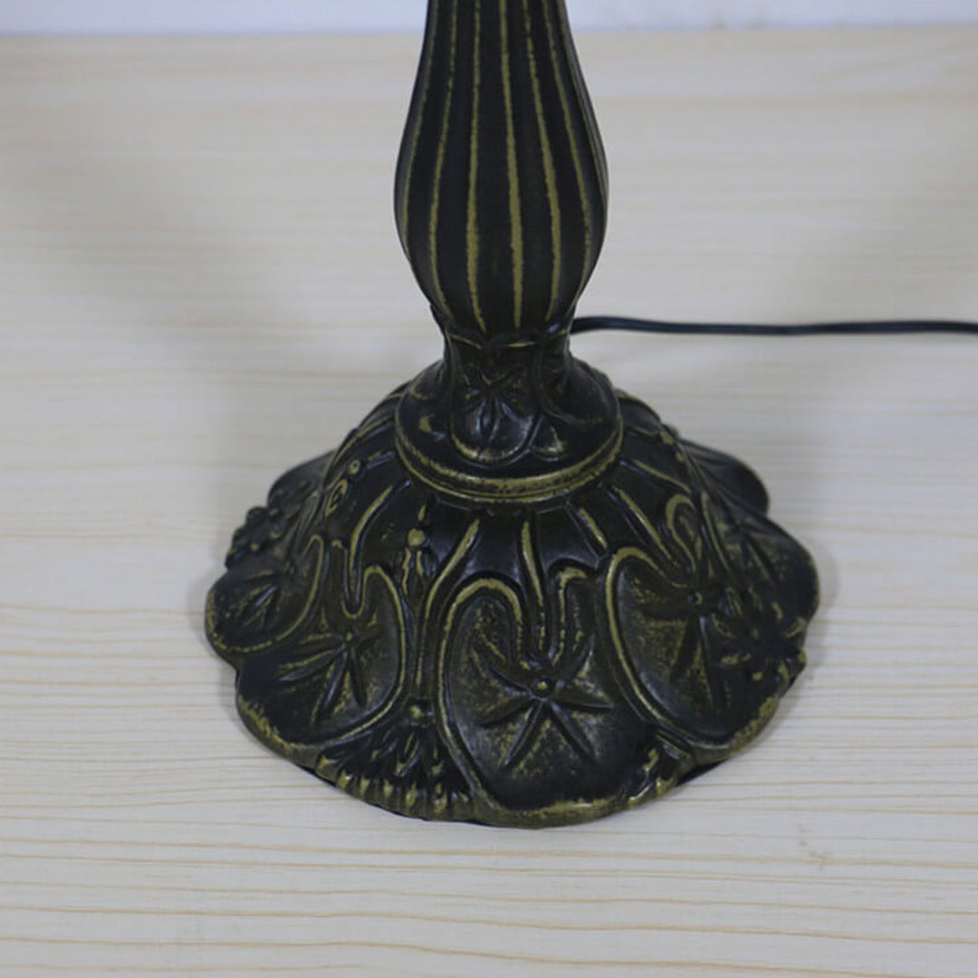 Europäische Tiffany Green Peacock Buntglas 1-Licht-Tischlampe