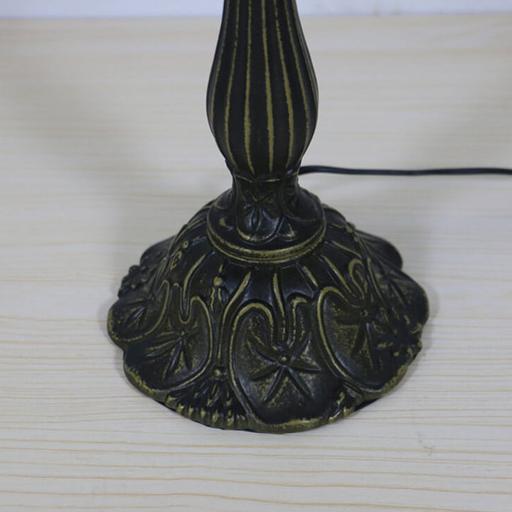 Europäische Tiffany Green Peacock Buntglas 1-Licht-Tischlampe