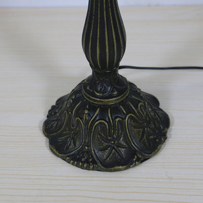 Lampe de table à 1 lumière en verre teinté paon vert Tiffany européen 