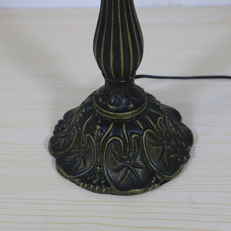 Lampe de table à 1 lumière en verre teinté paon vert Tiffany européen 