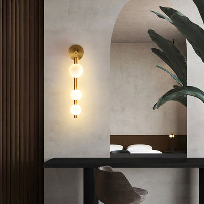 Light Luxury Creative Bead String Design 3-Light Wall Sconce Lamp